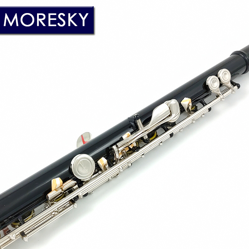 MORESKY Flute 16 Close Holes C Keys Instrument Cupronickel Nickel Plated Black Flute With E Key MFL-607