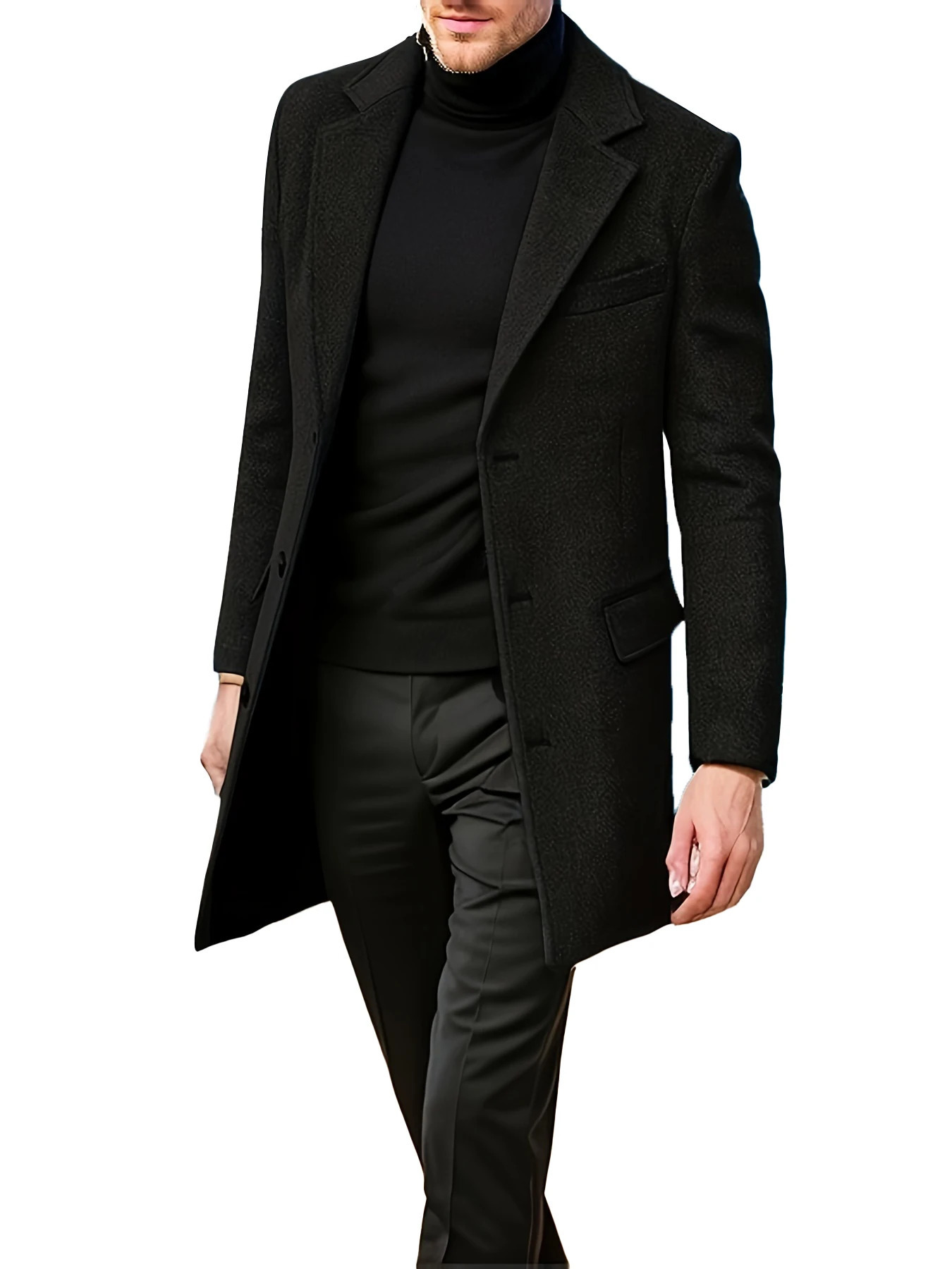 Autumn and winter mens casual woolen coat British trend mens long sleeved woolen suit jacket 241111