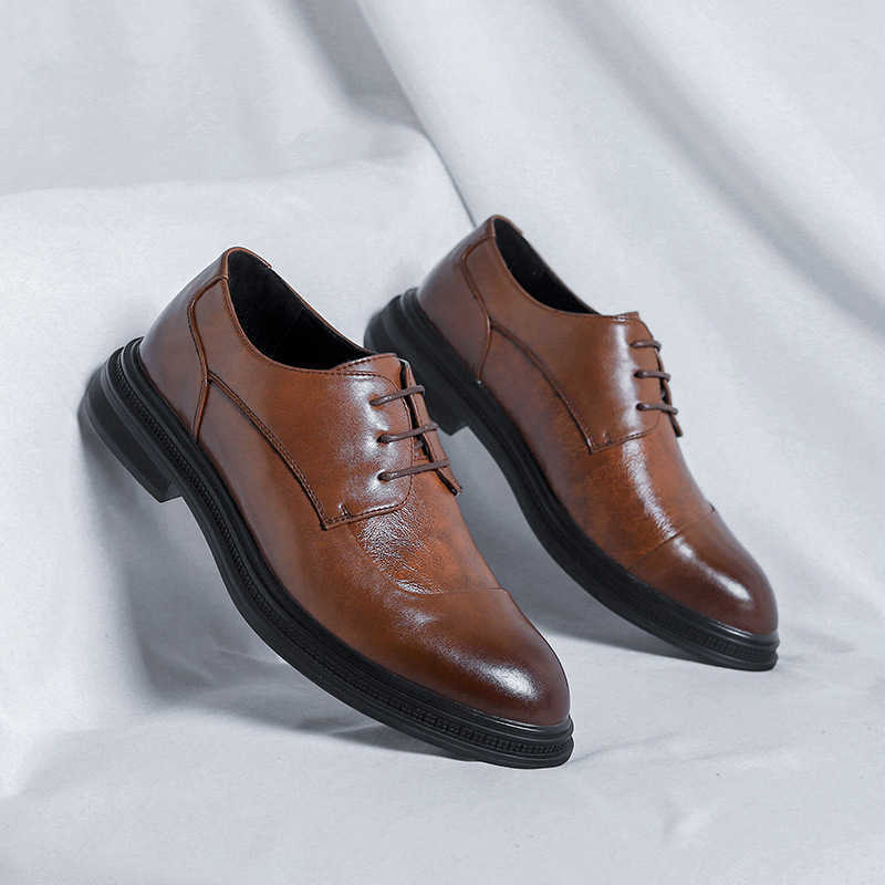 Men Dress Shoes Leather Shoes Paired with Mens Small Leather Shoes Business Dress Casual Leather Shoes 241009