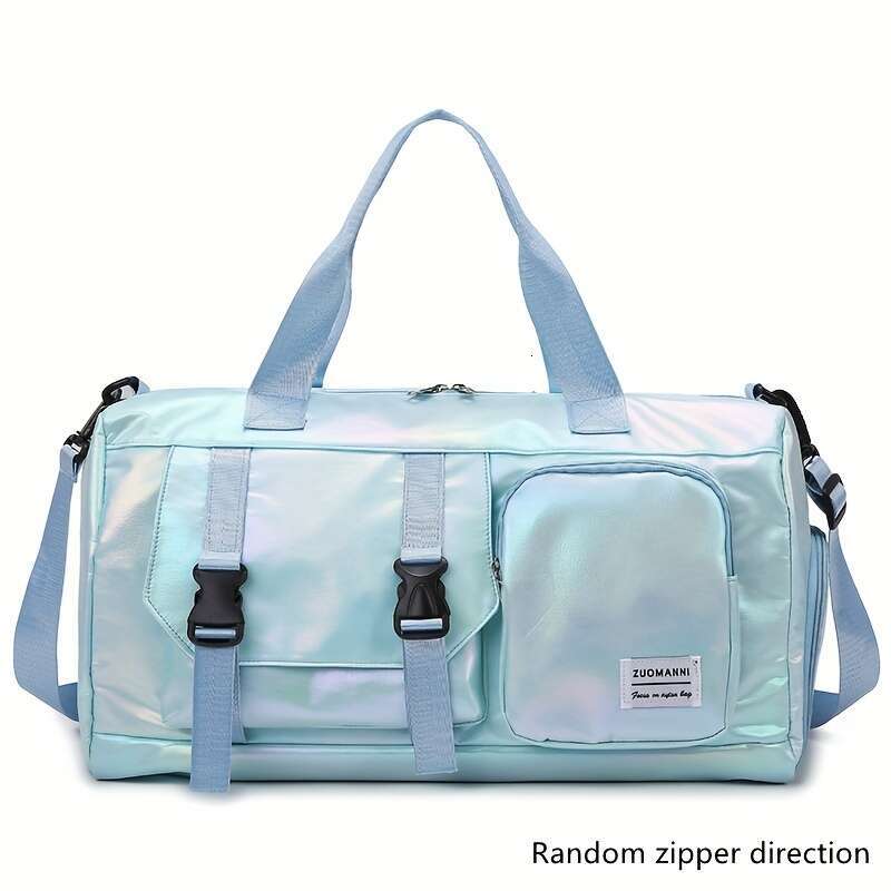 Fashion Shimmering Duffel Bag with Random Zipper Direction - Perfect for Fiess and Travel .