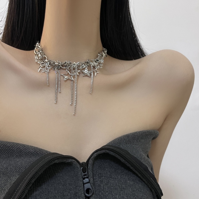 Star Necklaces Star Chain Chokers Pentagram Chain Necklaces Hot Girl Women Y2k Jewelry Alloy Material Party Accessories