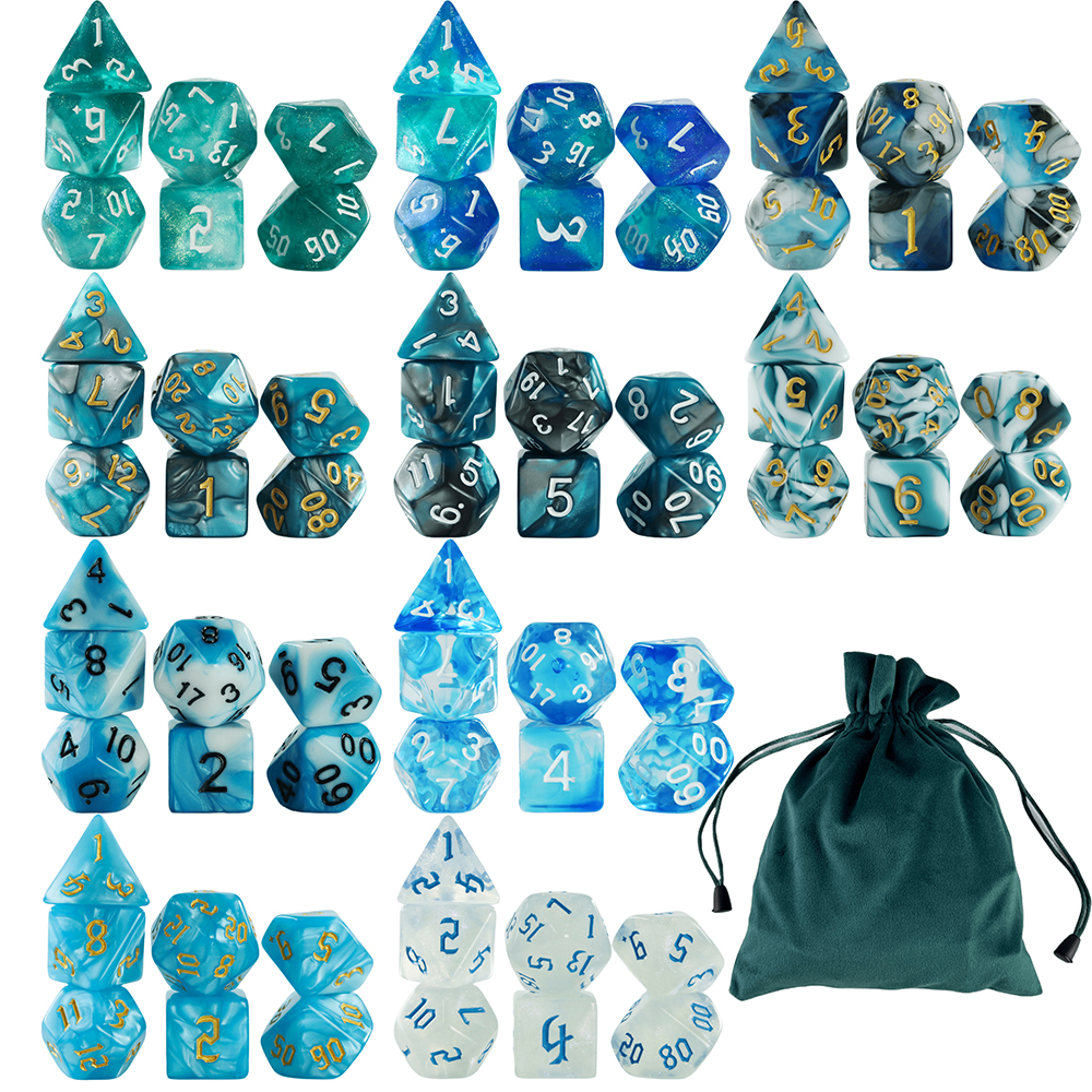 70Pcs/10Set Polyhedral Dice Set D4~D20 Multi Sides Dice with bag for DNDGame Table Board Roll Playing Games Accessories