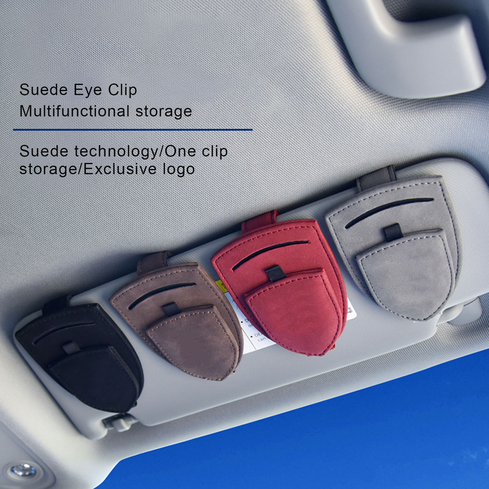 Suede Car Styling Glasses Storage Clip Sun Visor Card Ticket Holder For Porsche Cayenne Panamera Macan Boxster 911