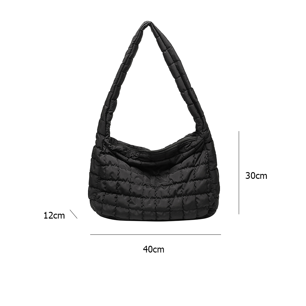 Large Capacity Lattice Pattern Shoulder Space Cotton Handbag Women Tote Bags Feather Padded Ladies Quilted Shopper Bag