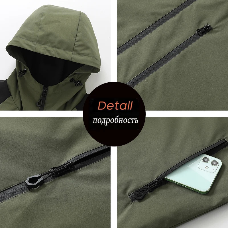 Men Outdoor Jackets Spring Casual Hooded Jacket Coats Mens Autumn Waterproof Fashion Windbreaker Male 3XL 241108