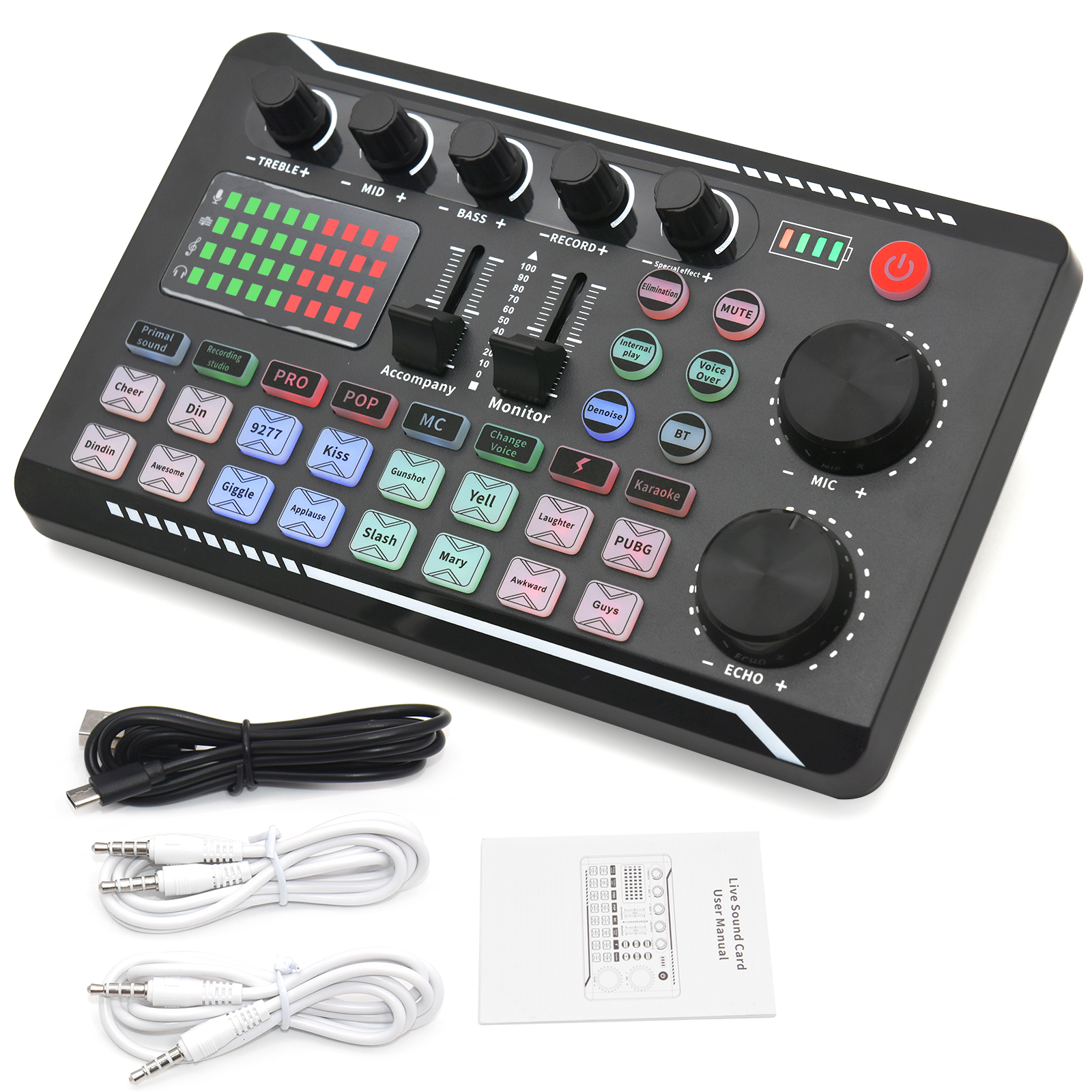 DJ Equipment Sound Card Console Studio Sound Card Cable Mixing Computer Live Voice Mixer F998 Sound Card Voice Changer Karaoke