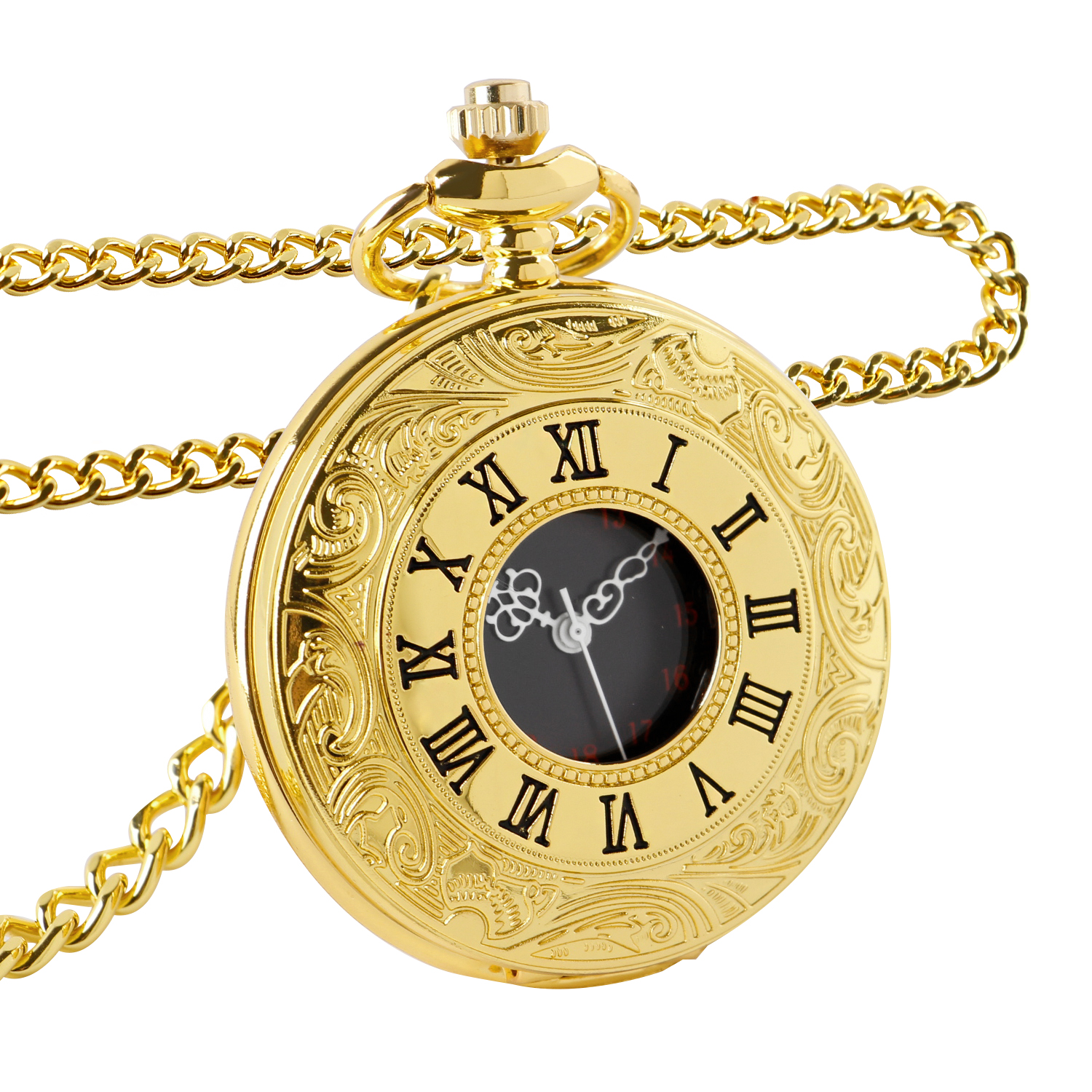 Vintage All Hunter Gold/Black/Brown/Silver Quartz Pocket Watch Steampunk Roman Numerals Scale Pocket FOB Watch Dropshipping
