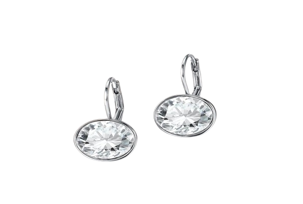 Silver Color Bella Stud Earrings For Women White Crystal From Austrian Fashion Earrings Wedding Office Jewelry Gift New