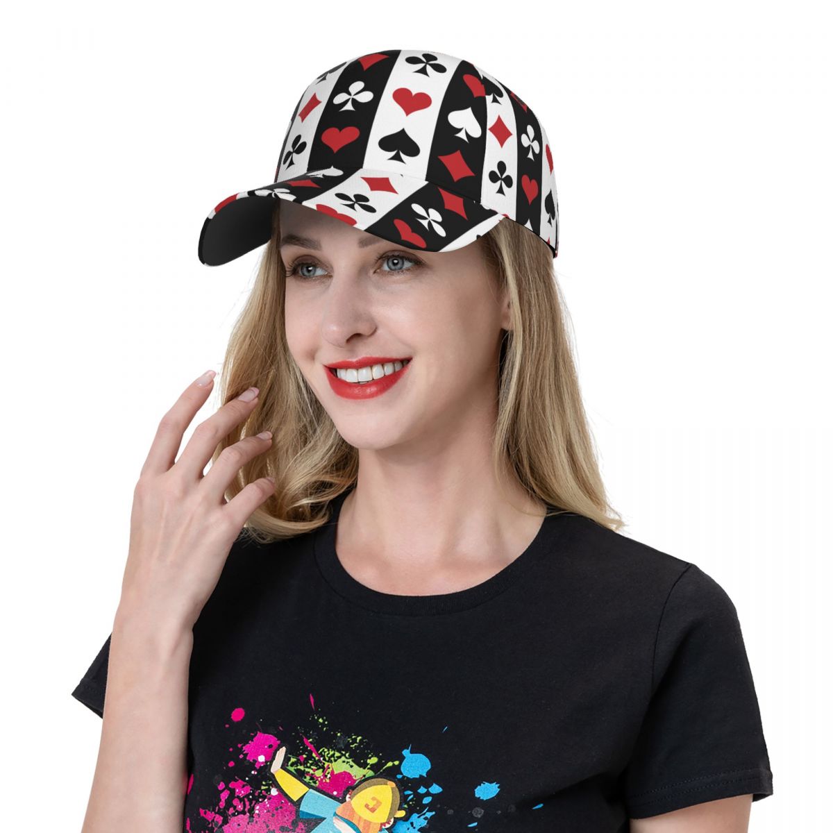 Poker Red Black Alice In Wonderland Outdoor Sport Caps Baseball Hat Men Women Visor Cap Cap Street Hip Hop Caps golf hat men