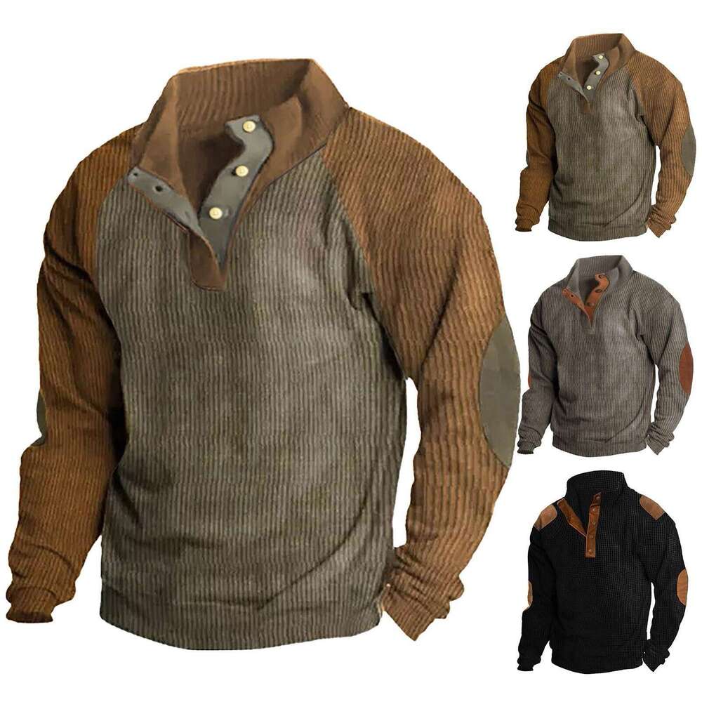 Fall 2023 3D Popular Digital Print Standing Collar Men's Casual Sweaters Outdoor