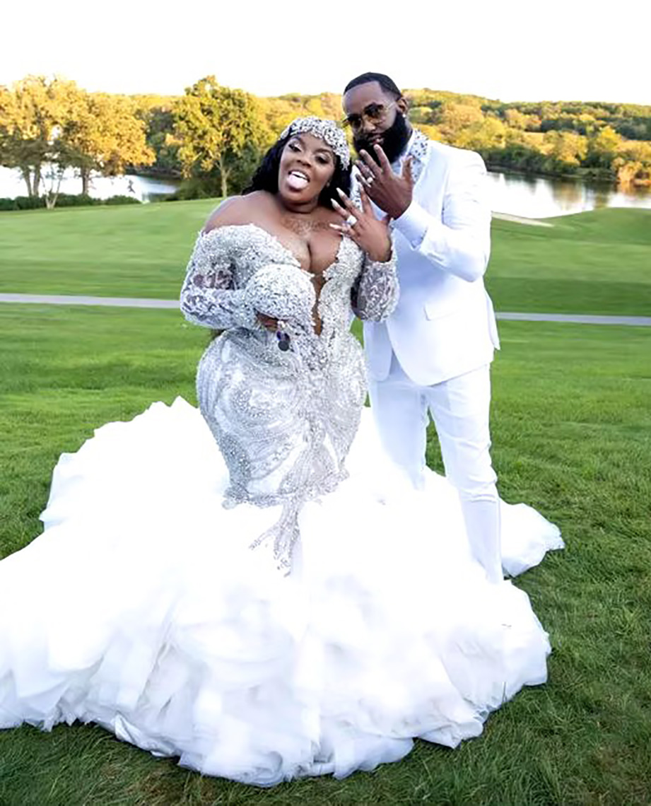 Sophisticated Plus Size Crystal Embellished Black Mermaid Wedding Dress for Royalty-Inspired Ceremonies