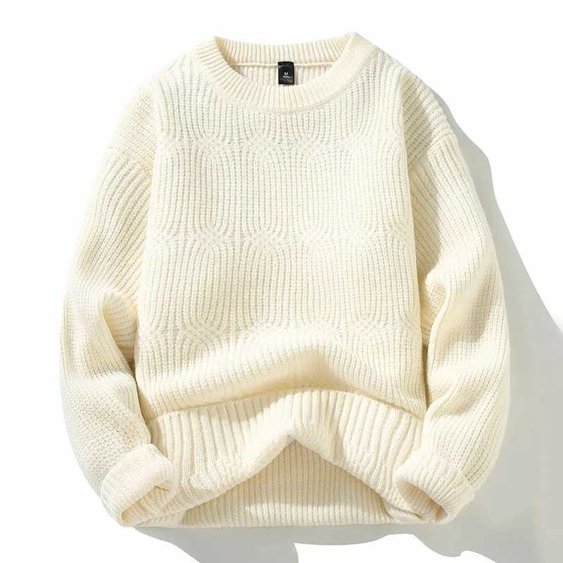 High Quality Winter/Autumn High Quality Fashion Round Neck Sweater for Mens Casual Loose Warm Sweater for Mens Foldable Solid Color M-3XL T241111
