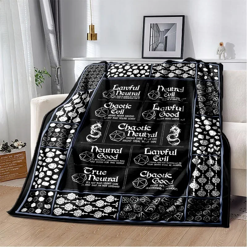 DND D&D Blanket, RPG Dungeons and Dragons Throw Blanket Soft Warm Cozy Flannel Vintage Throw for Bedding Decor Bedroom Gifts