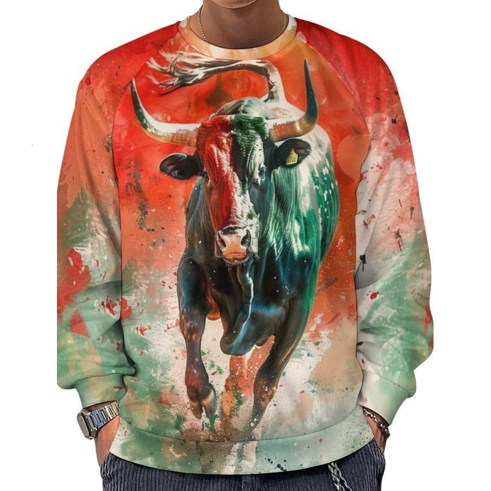 Long Sleeve Shirts for Men sweatshirt Novelty Bullfighting Pullover Funny Bull Riding Graphic Sweatshirts T shirt Tee Streetwear Casual tops clothes