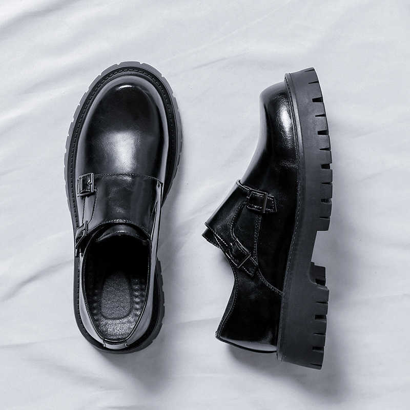 Men Dress Shoes Leather Shoes Mens Korean Version Fashion Leisure Lefu Shoes Thick Sole Youth Versatile Lazy Man Kicks on Fashion Mens Shoes 241009