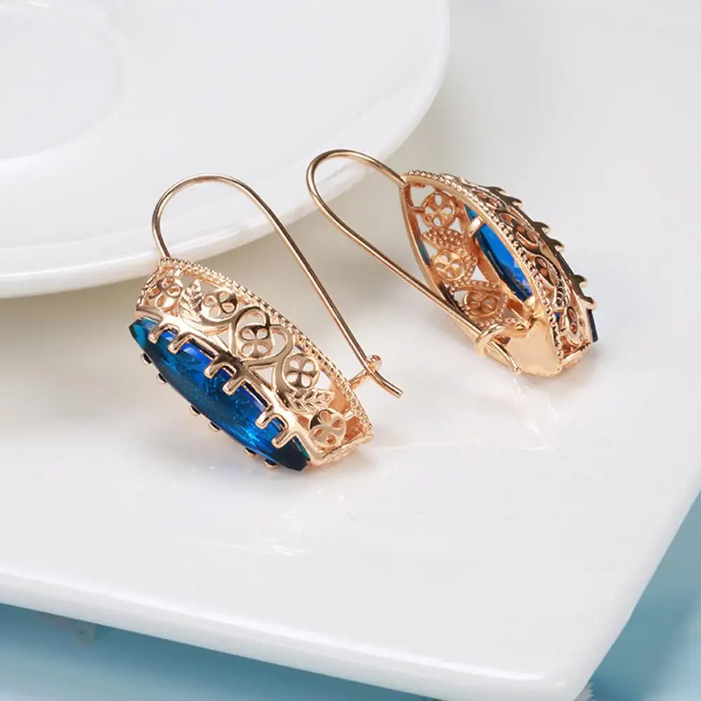 ddmysmile Earrings Necklace 1 Set Set Vintage Elegant Hollow Oval Pendant Adjustable Bright Luster Decorative Gift Bride Faux Gemstone Dan Smile