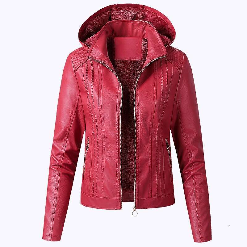shanshi leather jacket women Fashion Collar Solid Color Zipper Leather Large Short Jacket for Women