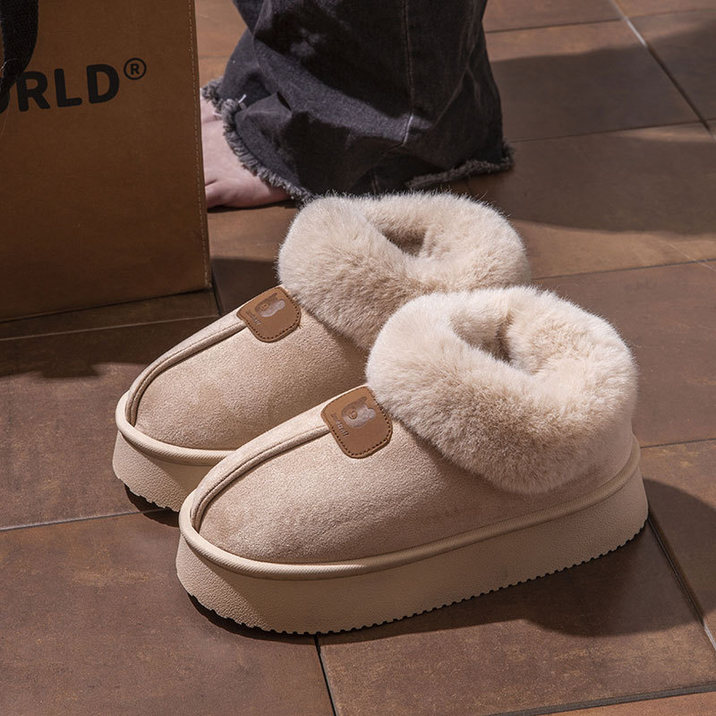 Thick Soled Woolen Cotton Slippers Bag With Women's 2025 Designer Winter New Style For Outerwear With Plush Insulation And Anti Slip Women's