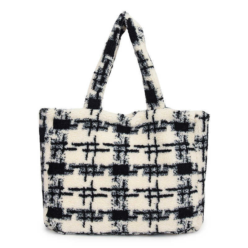 Korean Version Totes Trendy Girl Tote Bag Winter High End Hand Bags Plush Bag Fashion Shoulder Purses 241111