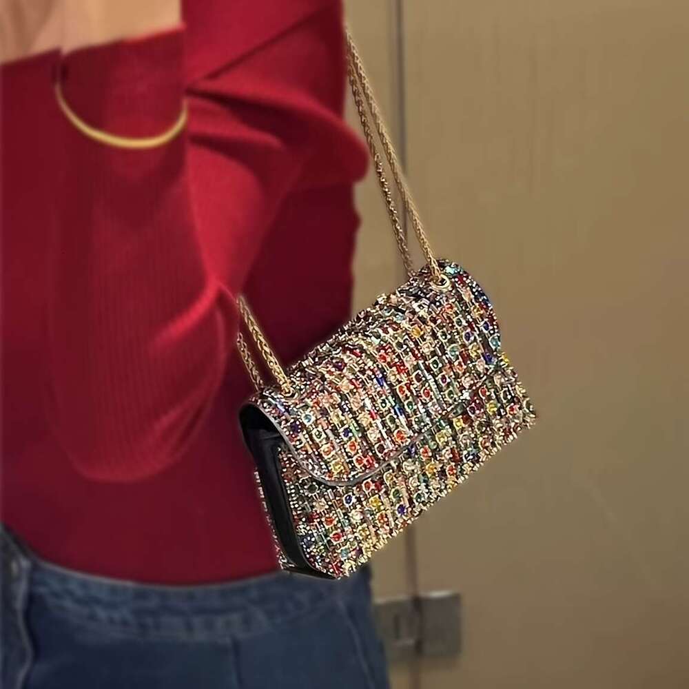designer bag DHwanglijia Women's Fashion Evening Handbag, Elegant Style Rhie Embellishments Purse, Lightweight Bag For Banquet And Party Use
