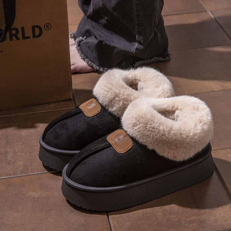 Thick Soled Woolen Cotton Slippers Bag With Women's 2025 Designer Winter New Style For Outerwear With Plush Insulation And Anti Slip Women's