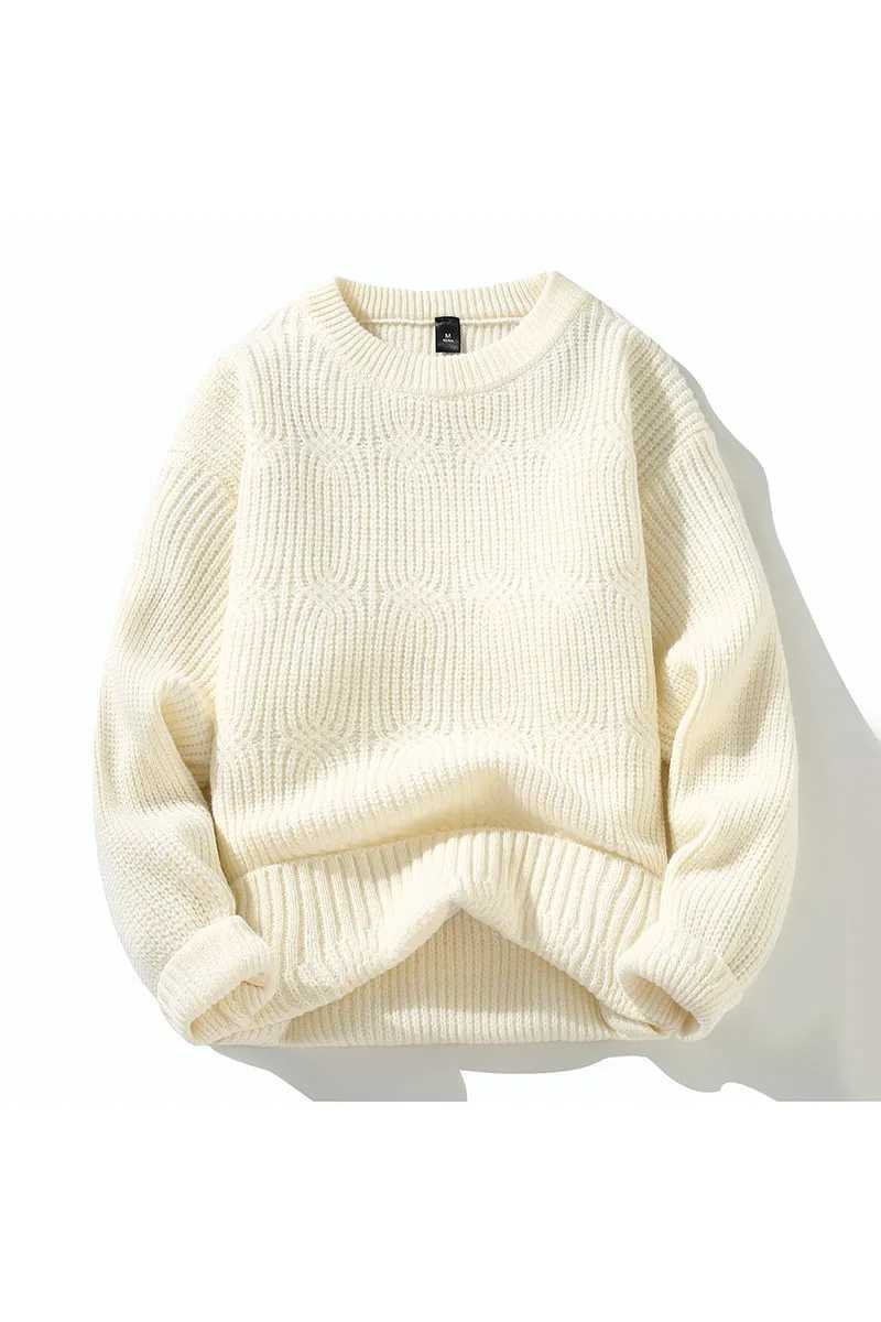 High Quality Winter/Autumn High Quality Fashion Round Neck Sweater for Mens Casual Loose Warm Sweater for Mens Foldable Solid Color M-3XL T241111