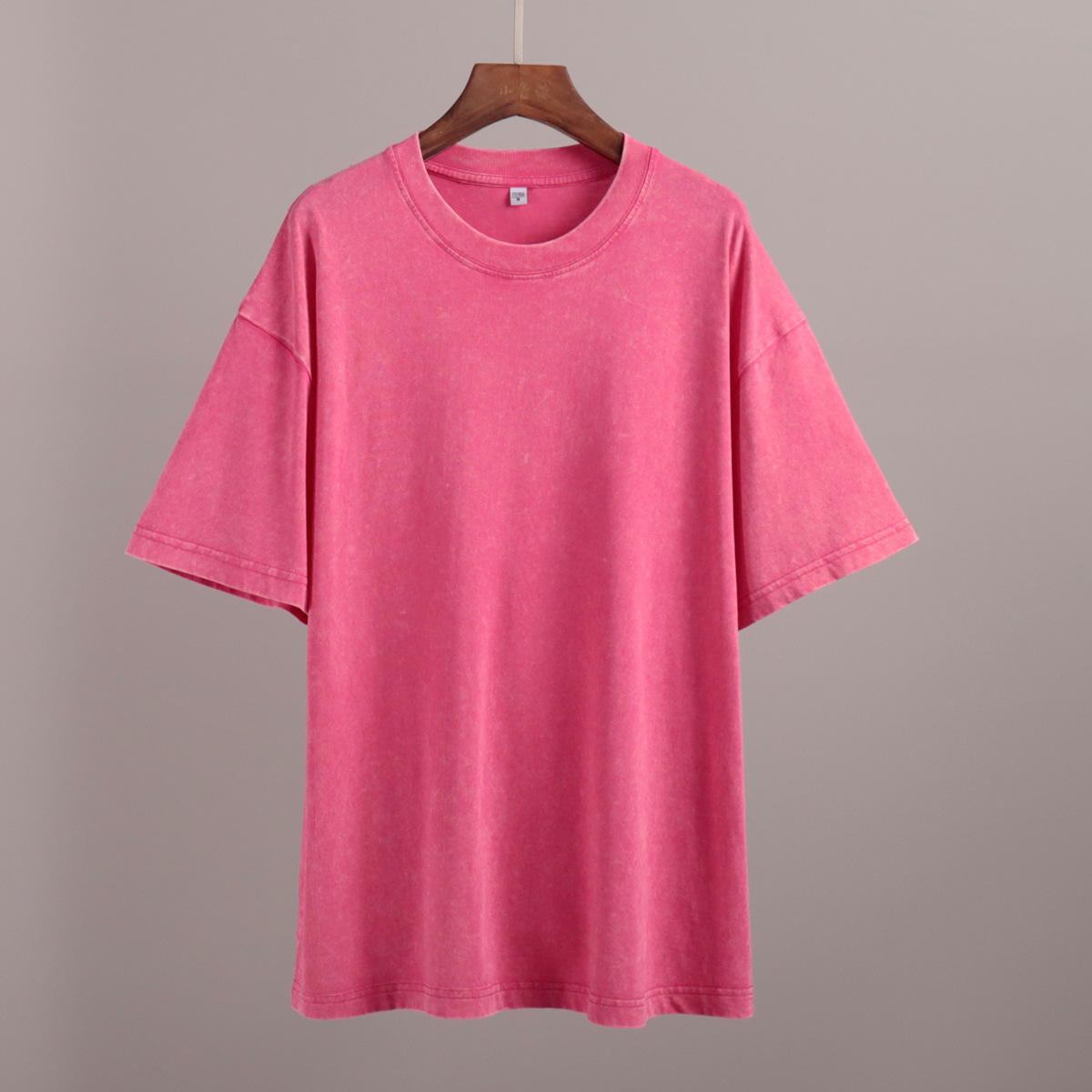 Women's T-Shirt Relaxed Fit Vintage Cotton - Elegant Round Collar Lightweight Wash Treatment for Easy Wear H25215