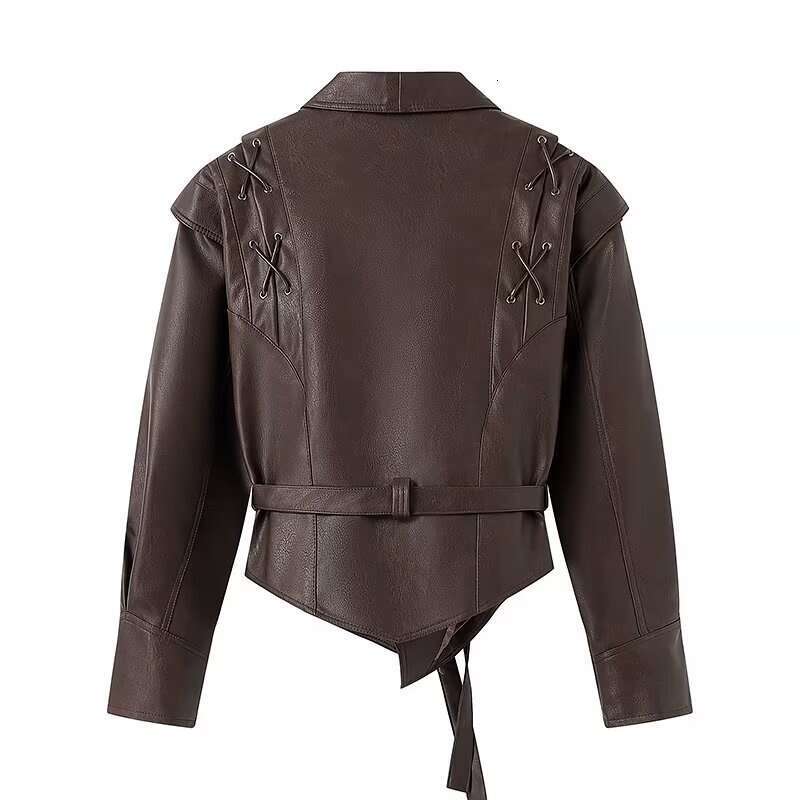 shanshi leather jacket women Spring New Product Women's Clothing Street Fashion Design Sense Leather Jacket