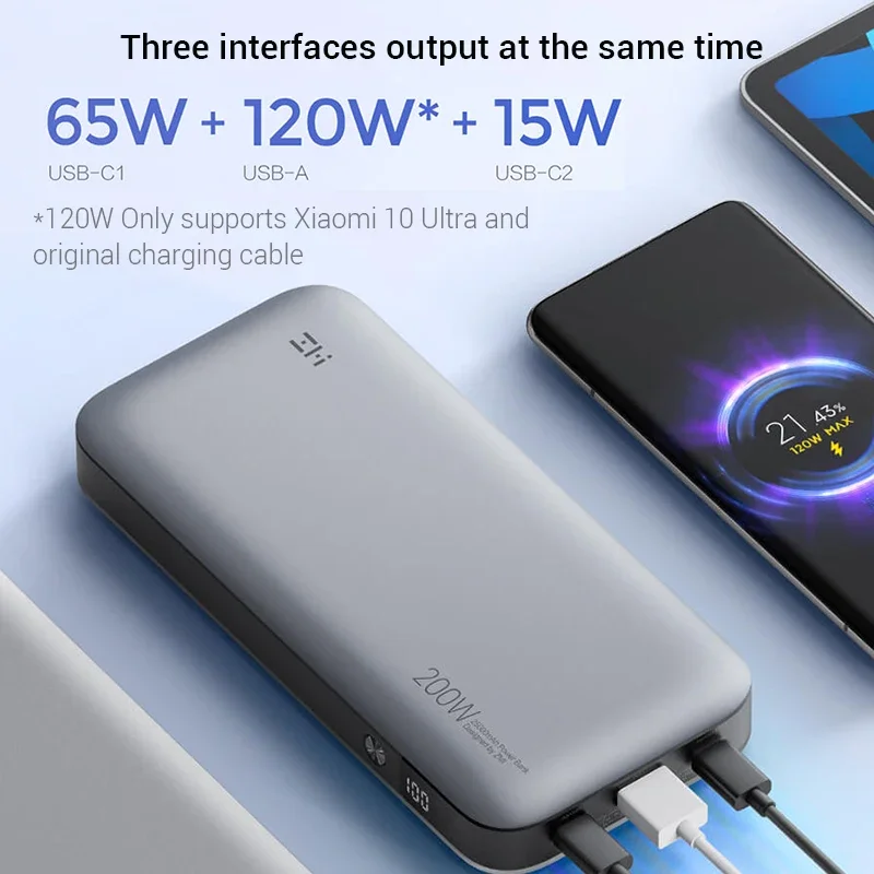 ZMI QB826 QB826G 25000mAh Power Bank No.20 120W 100W 65W Fast Charging for Laptop Macbook Xiaomi Redmi Phone PS5 Go Pro