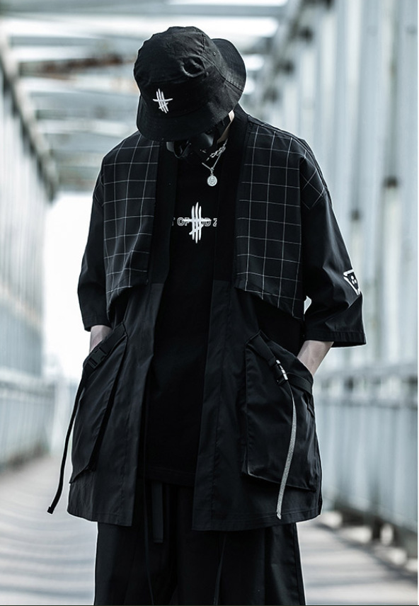 Spring Summwe Loose Men Coat Jacket Plus Size 3XL Japanese Kimono Cardigan Traditional Samurai Costume Hip Hop Street Clothing