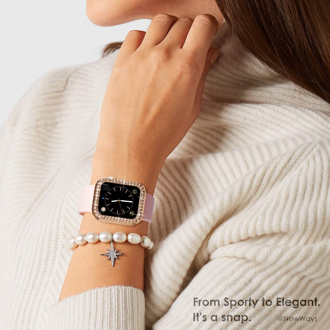 Diamond Case For Apple watch 45mm 41mm 40mm 42mm 38mm Accessories Bling Bumper Protector Cover iWatch series 3 4 5 6 7 8 se