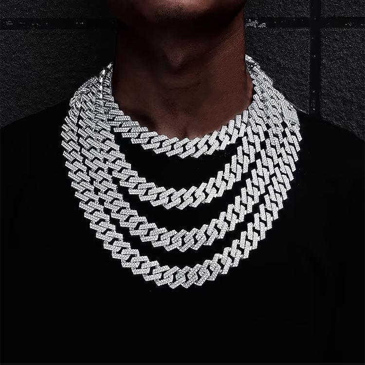Bracelet Necklace Rhodium Plated VVS D Color Moissanite Cuban k Chain S Sterg Sier 6mm 8mm 10mm 12mm 14mm