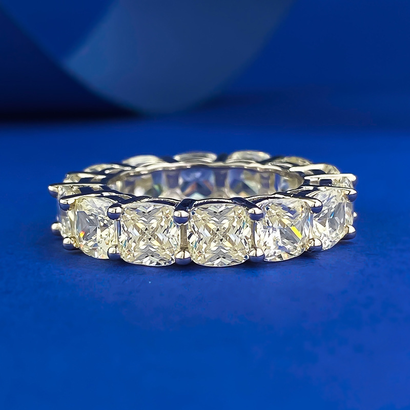 5mm Natural White Moissanite Diamond Wedding Rings Luxury Jewelry Genuine 100% 925 Sterling Silver Cushion Shape Gemstones Party Eternity Women Band R