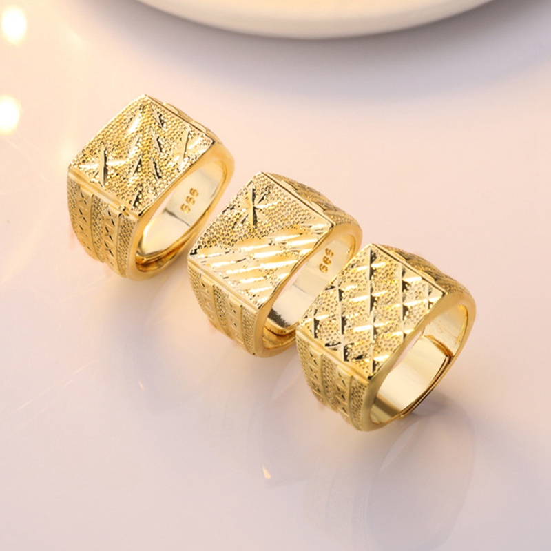Gold Color Men Finger Ring Male Jewelry Luxury Resizeable Male Rings Frosted Open Adjustable Size Rings