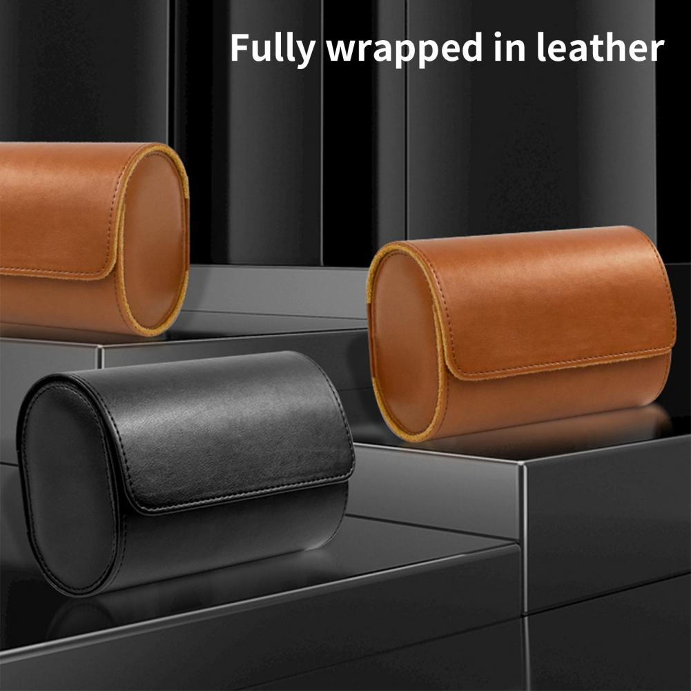 Watch Storage Box Vintage 2 Slots Magnetic Snap-type Soft Lining Protective Faux Leather Watch Roll Case Wrist Jewelry Organizer