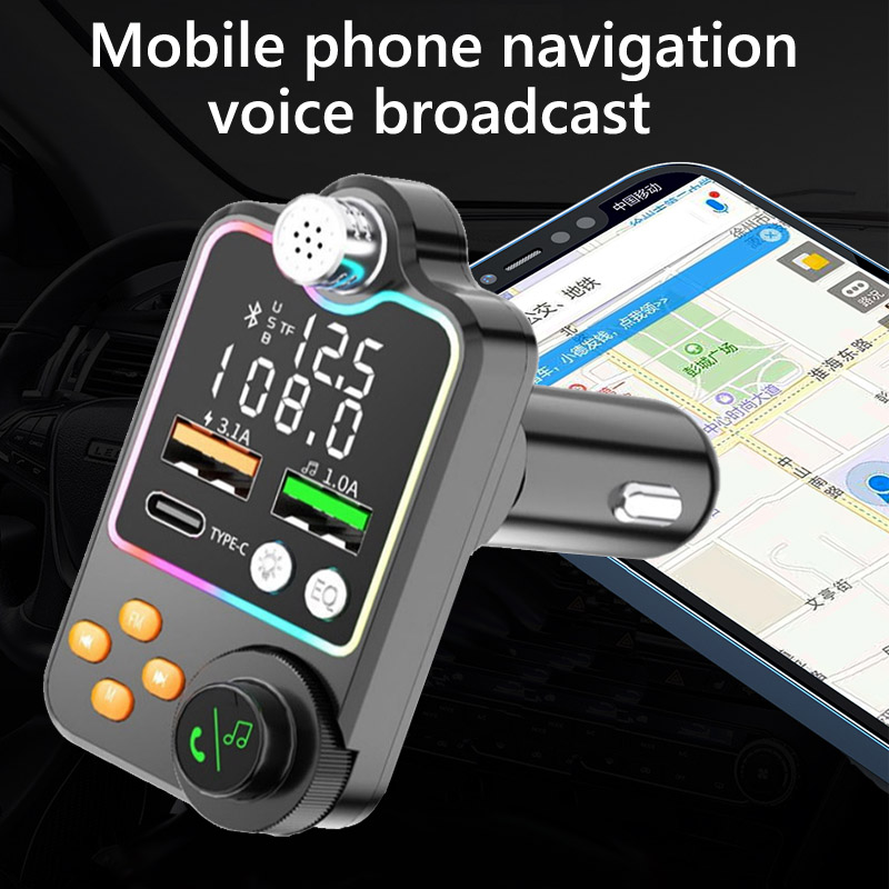 FM New Transmitter Q15 Colorful Light TF Card U ddmysmile Disk Car Mp3 Player Type C Dual USB Car Charger Bluetooth 5.0 Handsfree Car Kit Smile