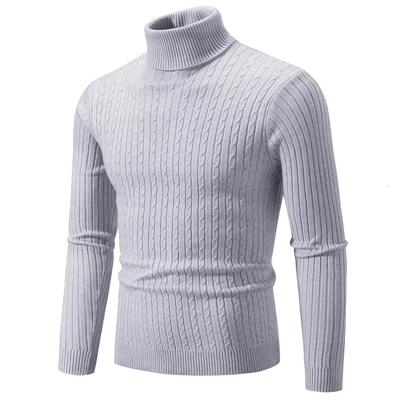 Mens High Neck Sweater Solid Color Pullover Knitted Warm Casual Turtleneck Sweatwear Woolen Winter Outdoor Tops 241111