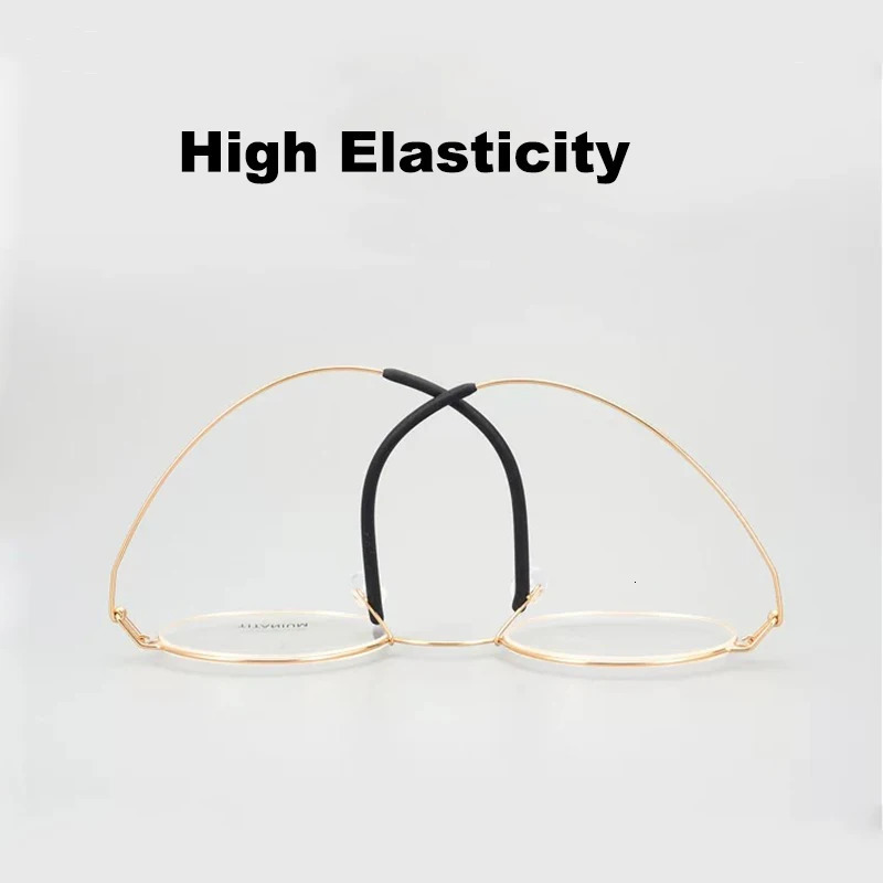 Danish unthreaded round eyeglass frame for men women ren ultra-thin gold-plated oval simple glasses 241108