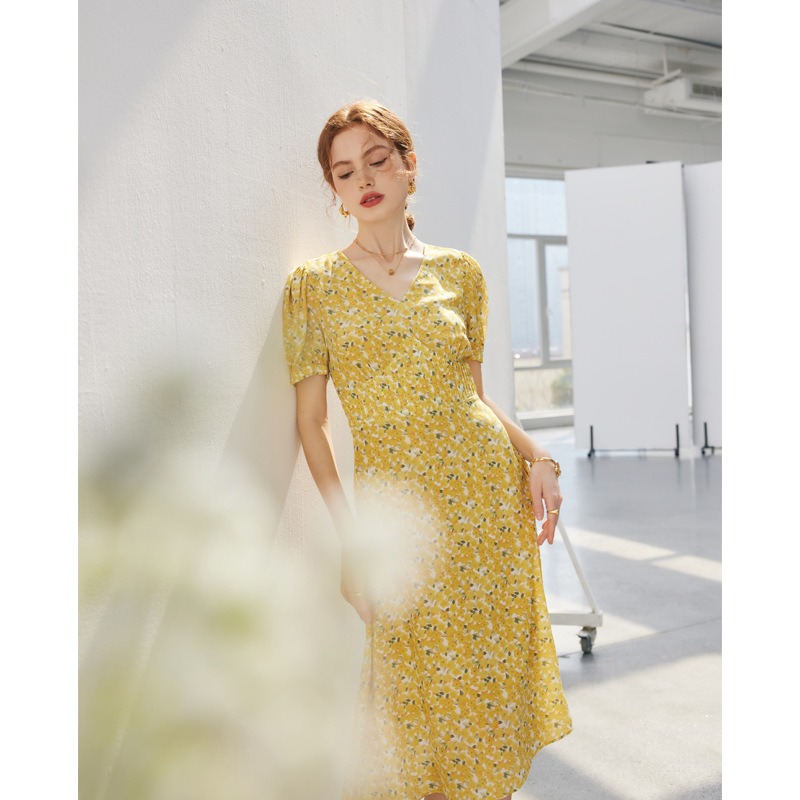 Oc409M95 Customization Silk Women's Autumn Dress High Quality Printed Slim Fit Silkworm Skirt Multi Color