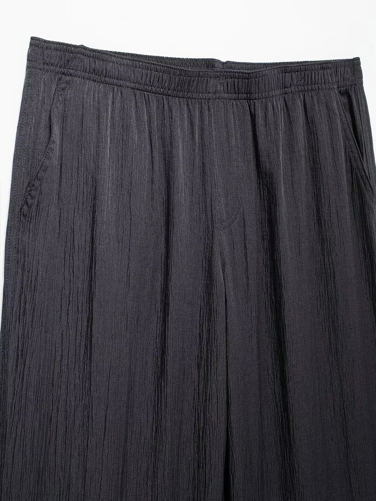 TRAF Women Fashion Blouse Pant Suit Two Pieces Vneck Tied Bow Long Sleeve Shirt High Waist Wide Leg Causal Set 241111