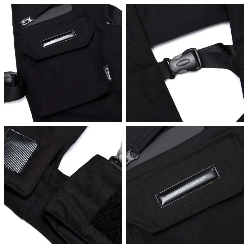 Spring Mens High Street Tactical Tank Top Y2K Punk Style Techwear Top Sleeveless Cargo Jacket Chaleco 241108