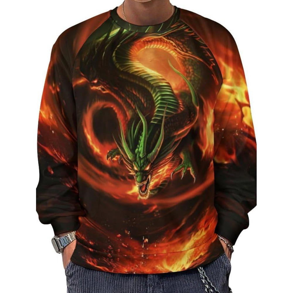 Long Sleeve Shirts for Men sweatshirt Mythology Chinese Dragon Pullover Funny Anime Graphic Sweatshirts T shirt Tee Streetwear Casual tops clothes