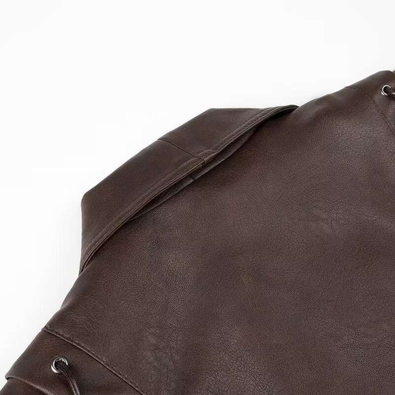 shanshi leather jacket women Spring New Product Women's Clothing Street Fashion Design Sense Leather Jacket