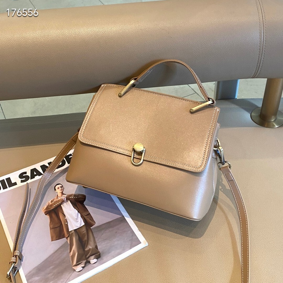 Leather Women's Handbag Hand-Held Shoulder Large Capacity Buckle Bag, Fashionable And Versatile Crossbody Bag Genuine Leather Zipper Bagvoyage