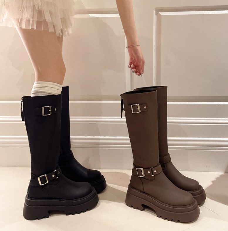 Women's Winter Boots: Versatile Comfort, Round Toe, Thick Sole, Retro Fashion (Black/Brown) 8c29