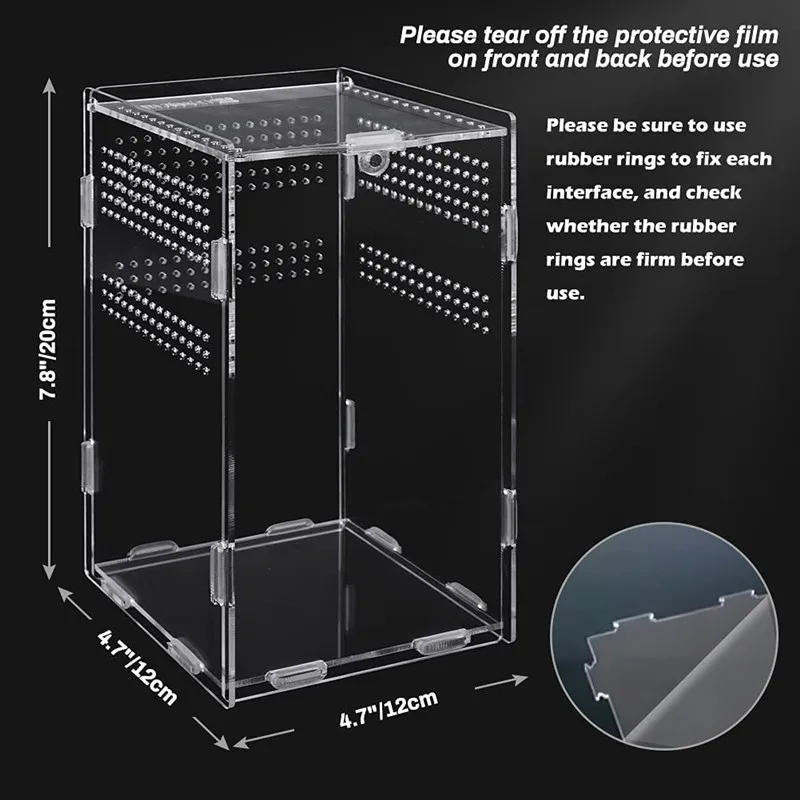 Reptile Habitat Breeding Box Acrylic Transparent Reptiles Cage Nano Arboreal Tarantula Enclosure Bearded Dragon Terrarium