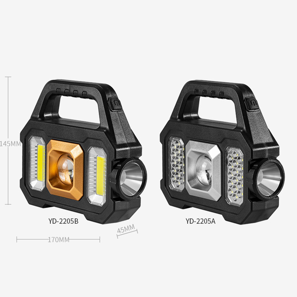 Non-Slip Searchlight LED Portable Waterproof Solar Work Spotlight Lamp Multifunctional With Side Light for Mountaineering Hiking smile