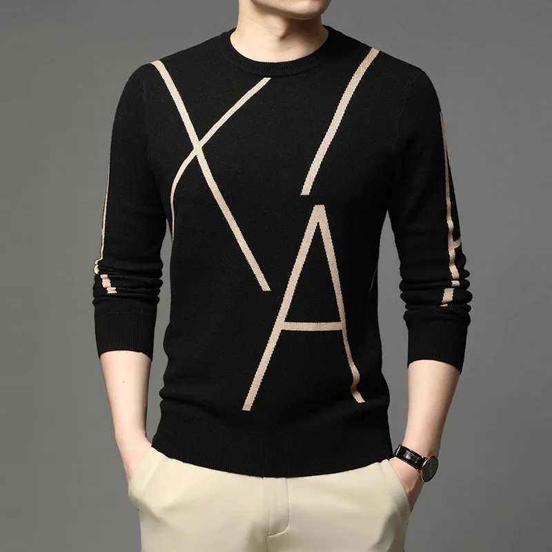 New Arrival 20 new fashion brands knitted high-end designers winter wool fabric black mens sweaters cool autumn casual skydiving mens clothing Z241111