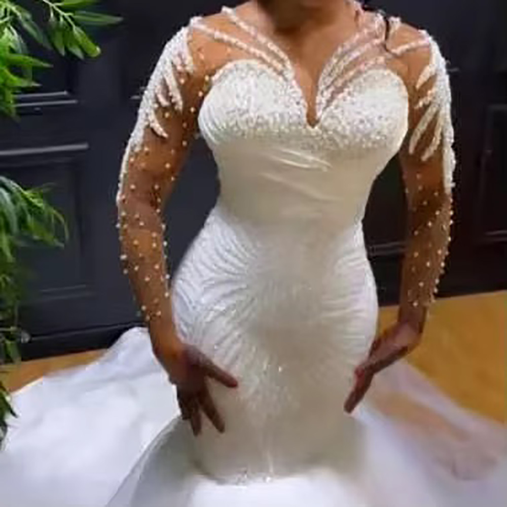 Elegant Customized Slim Fit Mermaid Wedding Dress with Detachable Tail Free shipping Free shipping
