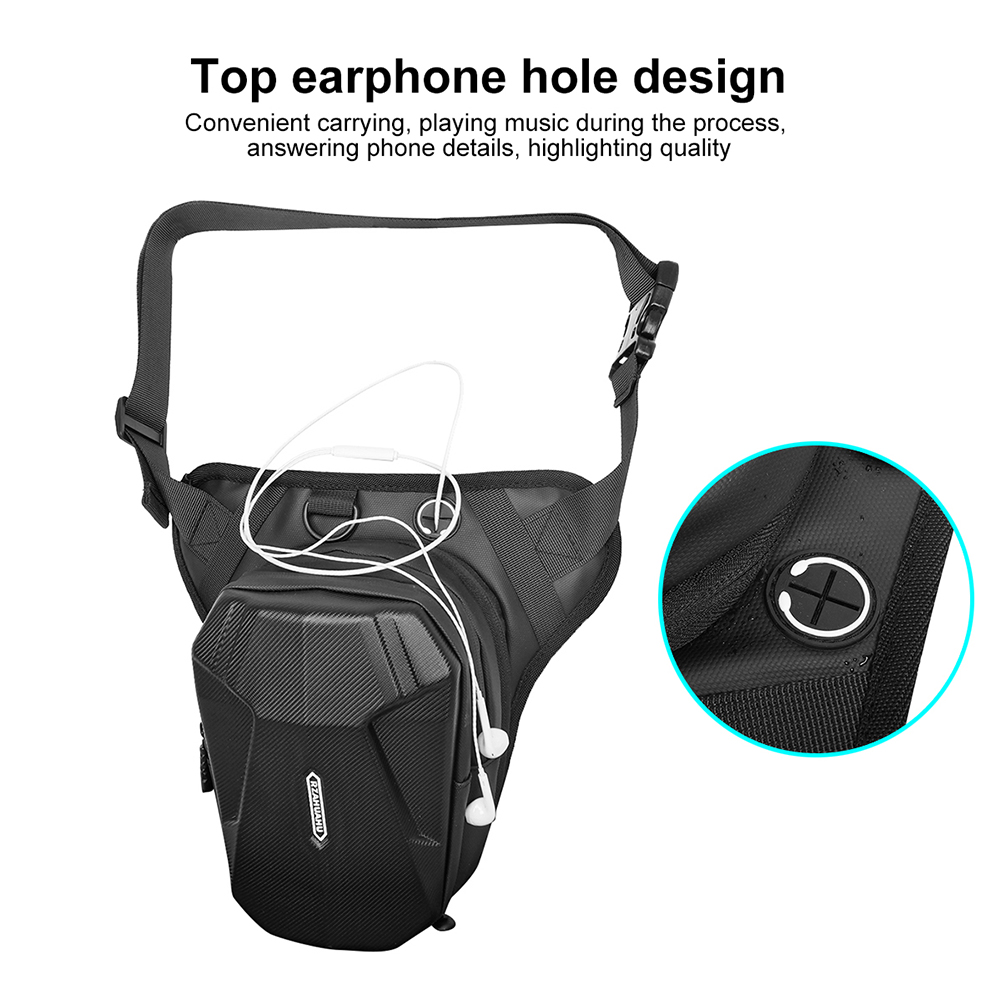 RZAHUAHU Hard Shell Motorcycle Bag Drop Leg Side Bag Fanny Waist Bag Waterproof Phone Purse Motorbike Hip Bum Pack Cycling Bags
